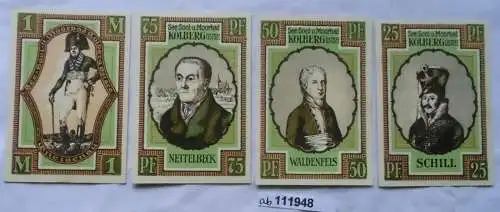 4 Banknoten Notgeld Seestadt Kolberg Ostsee 1921 kassenfrisch (111948)