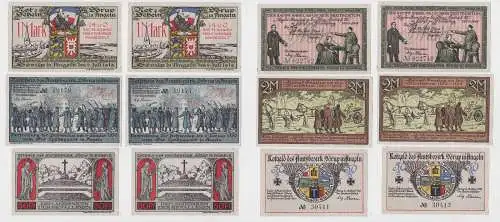 2x 50 Pfennig, 1 & 2 Mark Banknoten Notgeld Amtsbezirk Sörup 1920 (132684)