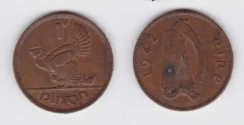 1 Pingin Bronze Münze Irland 1942 (130601)