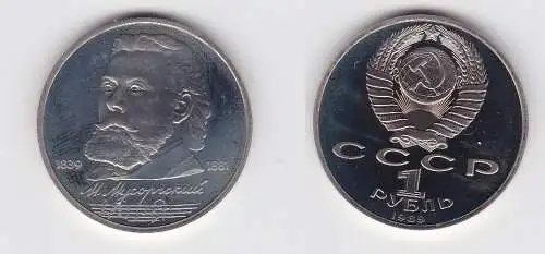 1 Rubel Münze Sowjetunion 1989, 1839-1881 M. Musorski PP (130649)