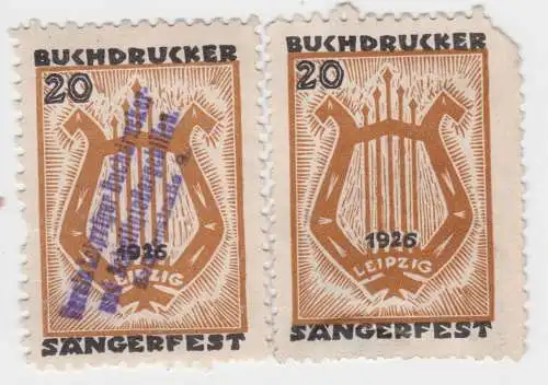 2 seltene Spenden Marken Buchdrucker Sängerfest Leipzig 1925 (60138)
