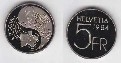 5 Franken Kupfer-Nickel Münze Schweiz A. Piccard 1884-1962 (139069)