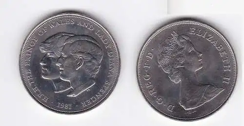 1 Crown Münze Großbritannien 1981 Hochzeit Prinz Charles und Lady Diana (129872)