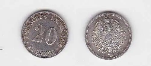 20 Pfennig Silber Münze Deutsches Reich 1876 G, Jäger 5  (130128)