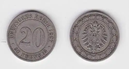 20 Pfennig Nickel Münze Kaiserreich 1887 D Jäger 6 (130095)