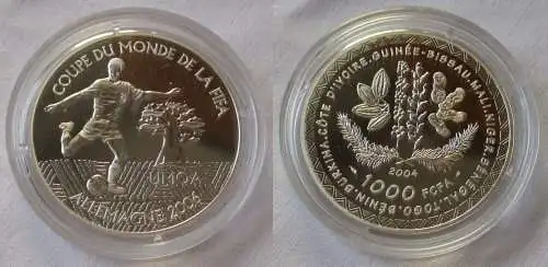 1000 Francs Silbermünze Westafrika Fussball WM in Deutschland 2006 (123103)