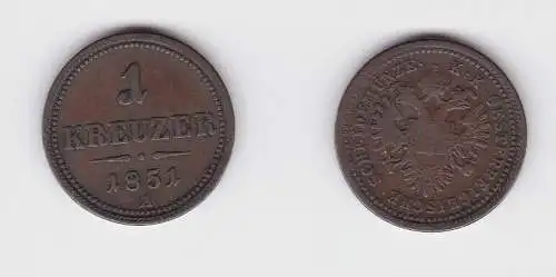 1 Kreuzer Kupfer Münze Österreich 1851 A (130613)