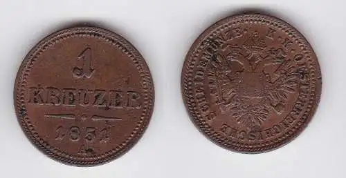 1 Kreuzer Kupfer Münze Österreich 1851 A (130619)