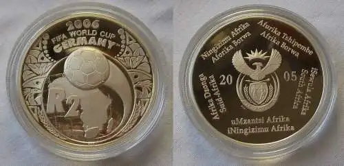 2 Rand Silbermünze Südafrika 2005 Fussball WM in Deutschland 2006 (120151)