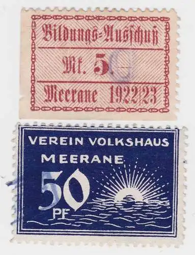 2 seltene Spenden Marken der Gewerkschaft Meerane um 1922/1923 (65943)