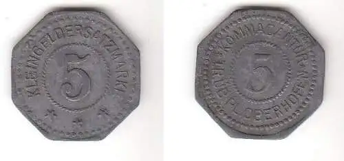 5 Pfennig Zink Notmünze Kommandantur Tr.Üb.Pl. Oberhofen (111018)