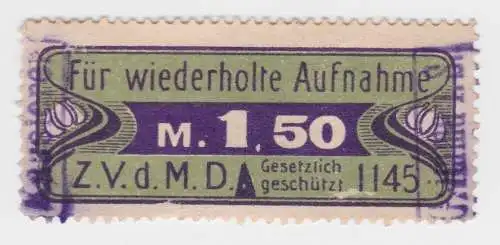 Seltene 1,50 Mark Aufnahme Marke Grimma Z.V.d.M.D. (50834)