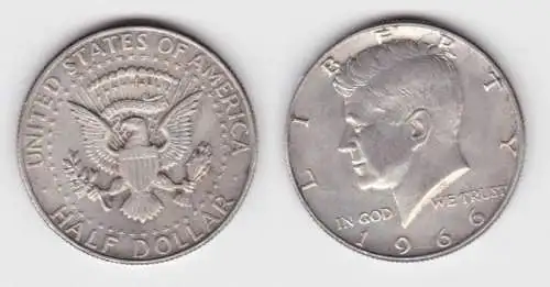 1/2 Dollar Silbermünze USA 1966 John F. Kennedy (129094)