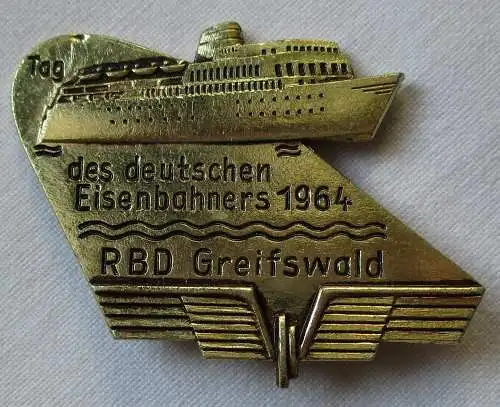 DDR Abzeichen Tag des deutschen Eisenbahners 1964 RBD Greifswald (104469)