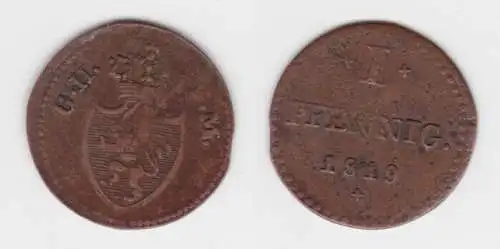 1 Pfennig Kupfer Münze Hessen-Darmstadt 1819 (122735)