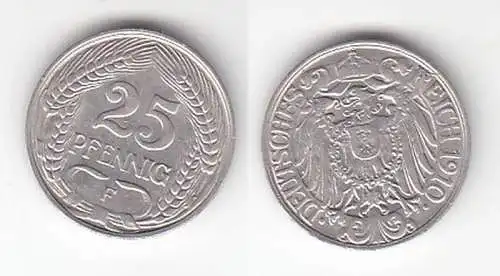 25 Pfennig Nickel Münze Kaiserreich 1910 F (113981)