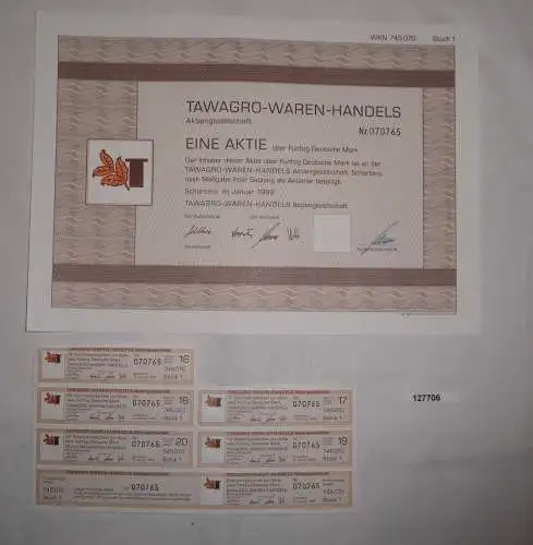 50 Mark Aktie Tawagro-Waren-Handels AG Schortens Januar 1999 (127706)