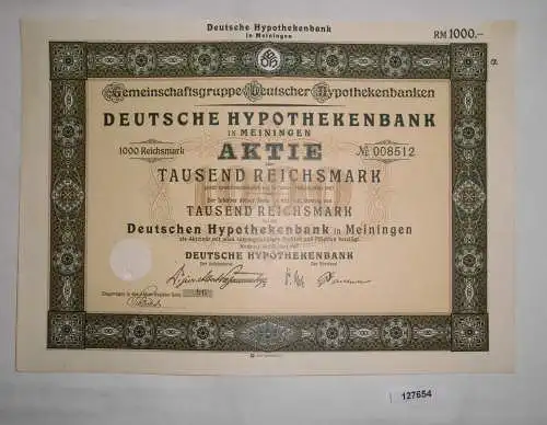 1000 Reichsmark Aktie deutsche Hypothekenbank Meiningen 15.3.1927 (127654)