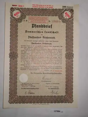500 RM Pfandbrief Pommersche Generallandschaftsdirektion Stettin 1940 (127884)