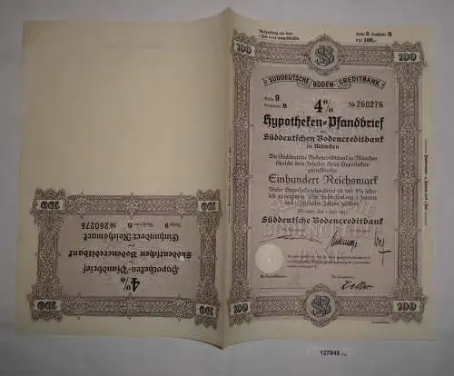 100 RM Pfandbrief Süddeutsche Bodencreditbank München 1. Juni 1941 (127945)
