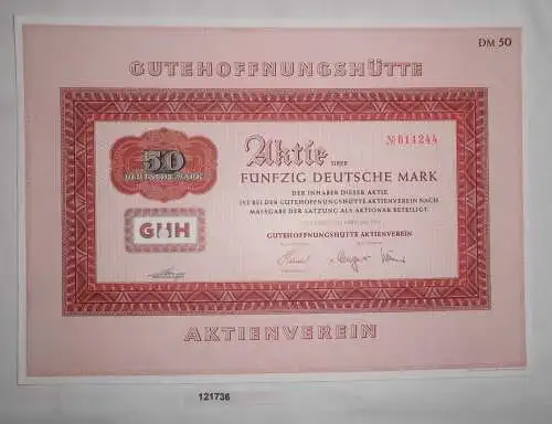 50 Mark Aktie Gutehoffnungshütte Aktienverein Nürnberg Februar 1970 (121736)