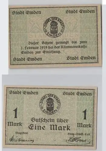 1 Mark Banknote Notgeldschein Emden kassenfrische (129185)