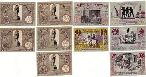 5 Banknoten Notgeld Stadt Lucka in Thüringen 1921 (112371)
