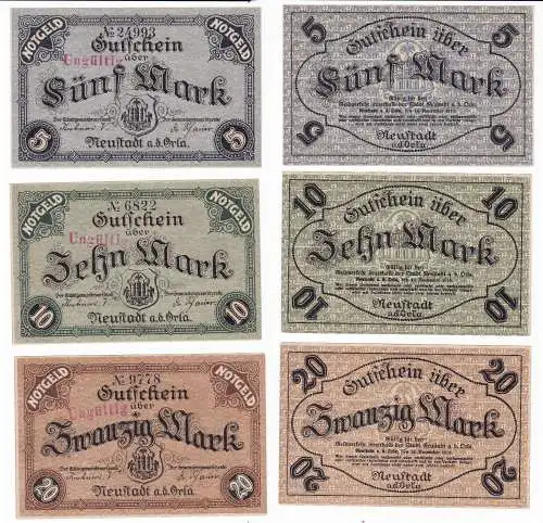 3 Banknoten Notgeld Stadt Neustadt an der Orla 16.11.1918 (129900)