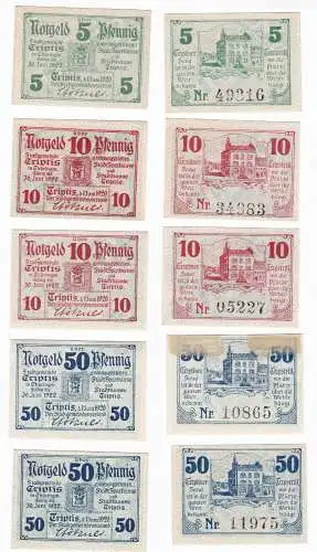 5, 2x 10 & 2x 50 Banknoten Notgeld Gemeinde Triptis 1920 (129867)