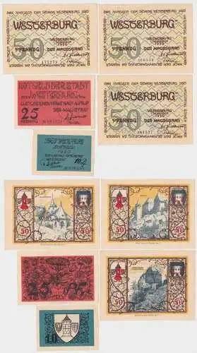 5 x 10 bis 50 Pfennig Banknoten Notgeld Stadt Westerburg 1920 (140308)
