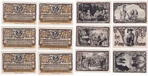 6 x 50 Pfennig Banknoten Notgeld Luftkurort Friedrichsbrunn 1921 (129947)