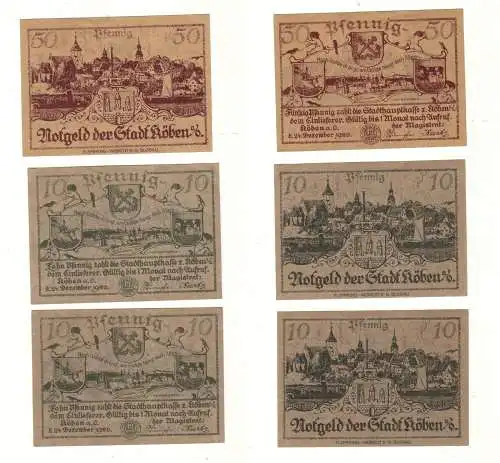 3 Banknoten Notgeld Stadt Köben an der Oder 1920 (112966)