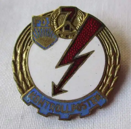 DDR Abzeichen FDJ Kontrollposten mit Emblem 7 Jahr-Plan 1960-69 (130462)