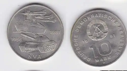 DDR Gedenk Münze 10 Mark 25 Jahre Nationale Volksarmee NVA 1981 Stgl. (125784)
