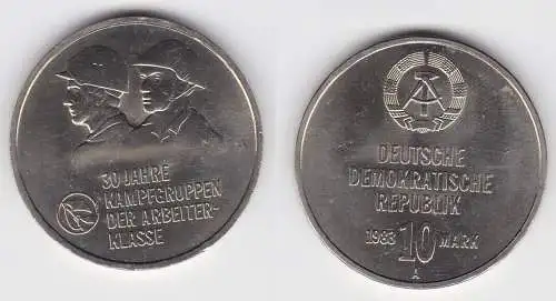DDR Gedenk Münze 10 Mark 30 Jahre Kampfgruppen der Arbeiterklasse 1983 (120200)