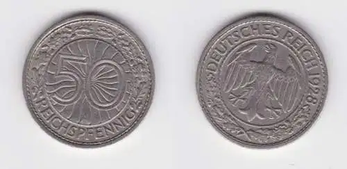 50 Pfennig Nickel Münze 1928 A Jäger 324 ss+ (151792)