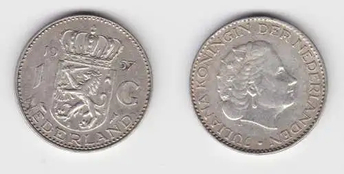1 Gulden Silber Münze Niederlande 1957 (151966)