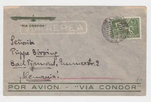 63875 Luftpost Brief "Via Condor" von Uruguay nach Bad Pyrmont 1937