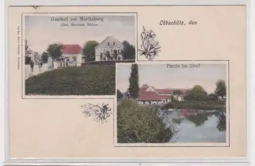 59159 Mehrbild Ak Löbschütz Gasthof zur Moritzburg, Partie im Dorf um 1910