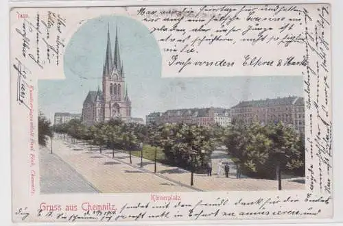 900473 Ak Gruss aus Chemnitz - Körnerplatz mit Kirche 1901