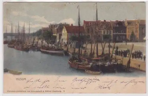 901227 Ak Husum - Hafen mit Schiffen 1904
