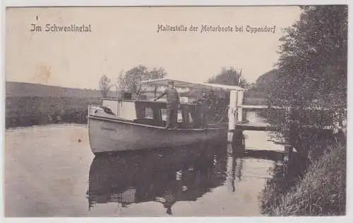 901238 Ak Im Schwentinetal - Haltestelle der Motorboote bei Oppendorf 1908
