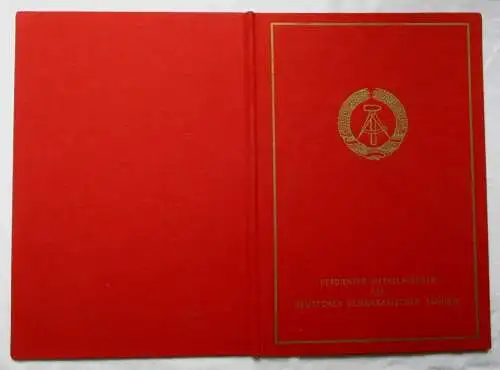frühe DDR Urkunde Verdienter Metallarbeiter Unterschrift Kleiber 1975 (117754)