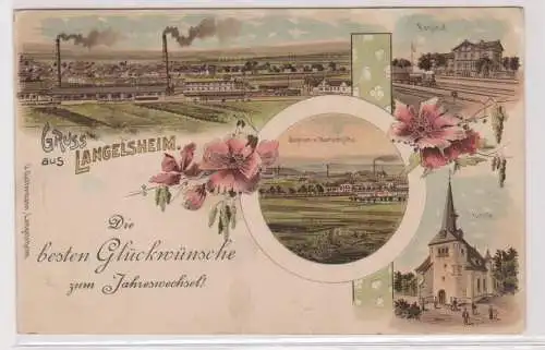 900948 Ak Lithographie Gruß aus Langelsheim Bahnhof, Marienhütte usw. 1899