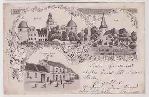 900940 Ak Lithographie Gruß aus Groß Germersleben Gasthof zum Stern usw. 1900