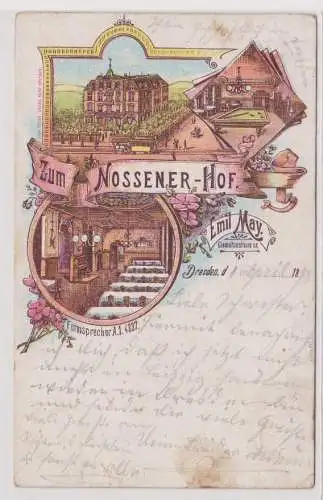 901061 Ak Lithographie Dresden Gasthof "Zum Nossener Hof" 1898