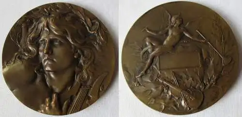 Medaille Orphee Büste Musik Lautenspieler Graveur Loudray Ø 6,8cm (119217)