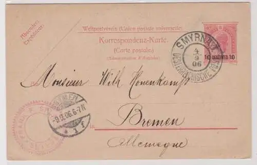 35355 Ganzsachen Postkarte Österreichische Post 10 Centimes Smyrna 1906