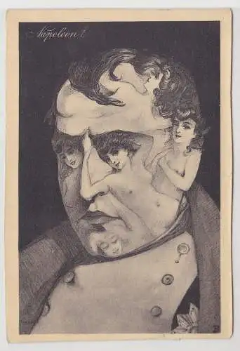 99648 Erotik Ak Napoleon I. mit Gesicht aus weiblichen Akten um 1910