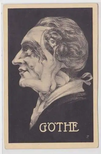 99649 Erotik Ak Goethe mit Gesicht aus weiblichen Akten um 1910